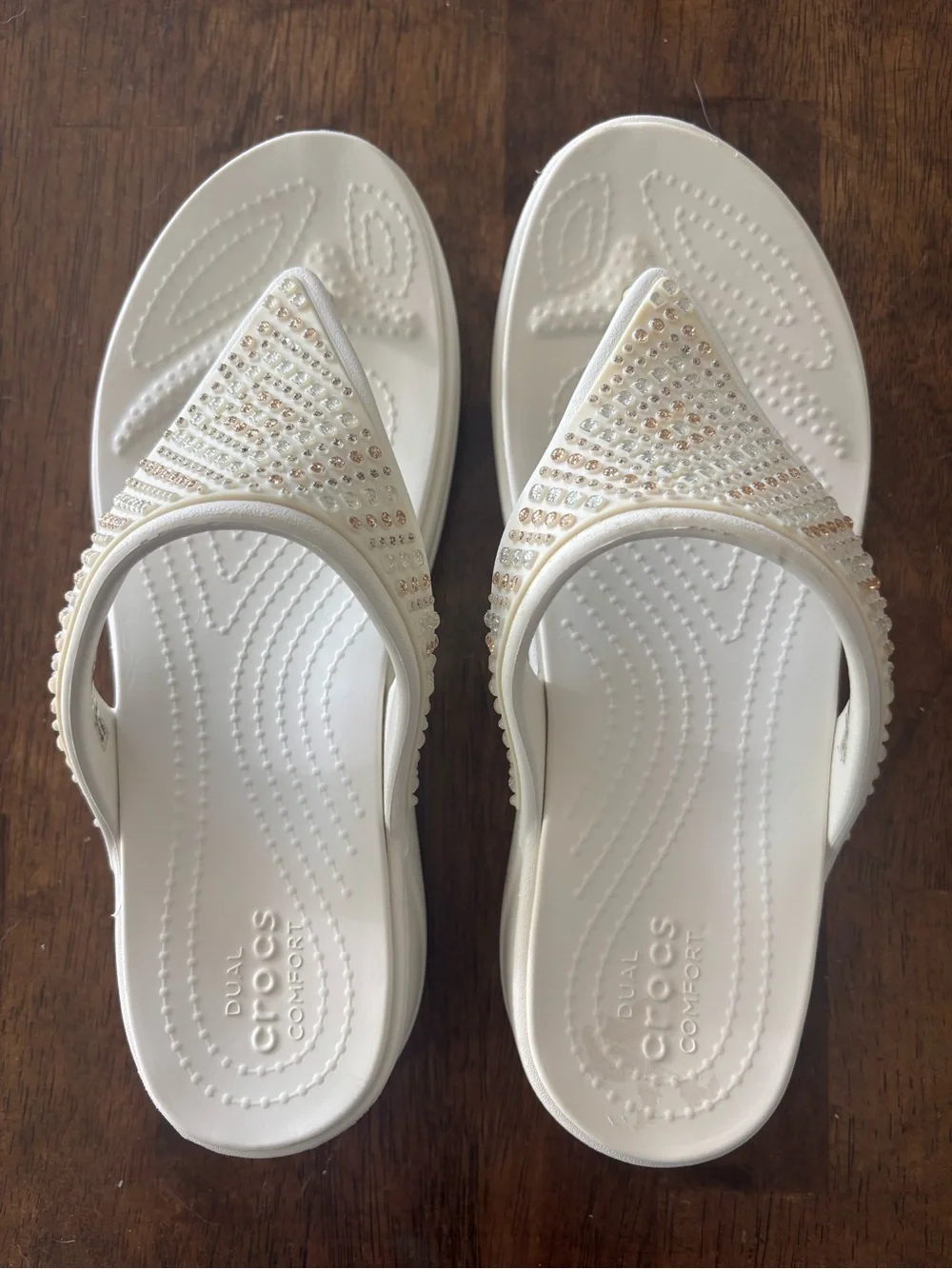 CROCS Women’s White Jeweled Thong Sandal